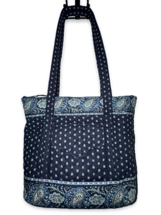 Vera Bradley Handbags - VERA BRADLEY QUILTED NAVY PAISLEY ZIP TOTE BAG